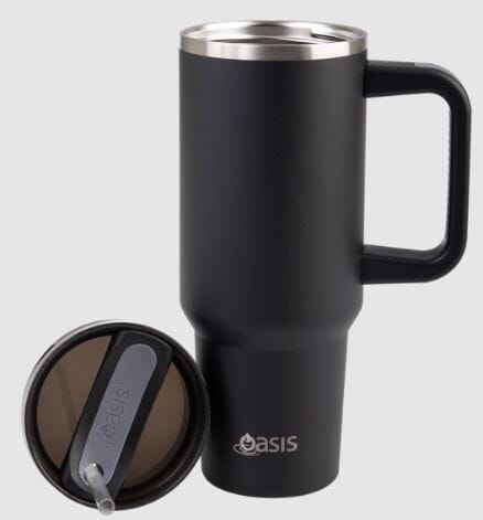 Oasis Commuter Travel Tumbler 1.2l - Stainless Steel Double Wall Insulated - Black Insulated Bottles The Cooks Kitchen 