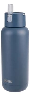 Oasis "moda" Ceramic Lined S/s Triple Wall Insulated Drink Bottle 1l - Indigo Insulated Bottles The Cooks Kitchen 