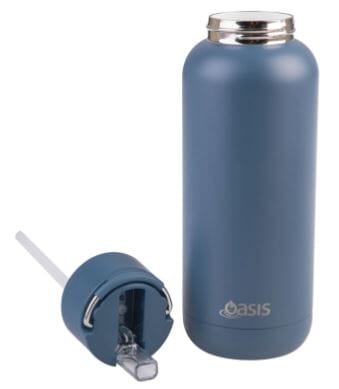 Oasis "moda" Ceramic Lined S/s Triple Wall Insulated Drink Bottle 1l - Indigo Insulated Bottles The Cooks Kitchen 