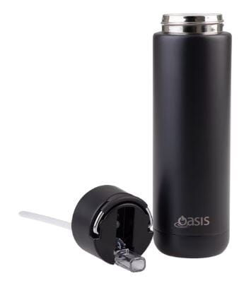 Oasis Ceramic Lined Stainless Steel Triple Wall Insulated "moda" Drink Bottle 700ml - Black Drink Bottles The Cooks Kitchen 