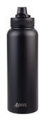 Oasis Stainless Steel Doubled Wall Insulated 'challenger' Sports Bottle With Quick Release Cap 1.1l - Black