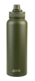 Oasis Stainless Steel Double Wall Insulated 'challenger' Sports Bottle With Quick Relase Cap 1.1l - Forest Green