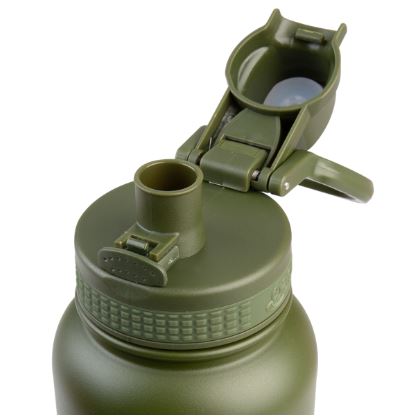 Oasis Stainless Steel Double Wall Insulated 'challenger' Sports Bottle With Quick Relase Cap 1.1l - Forest Green