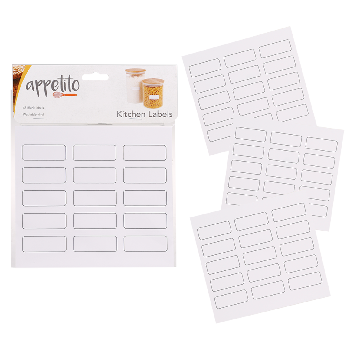Appetito Blank Kitchen Labels 45 Pack