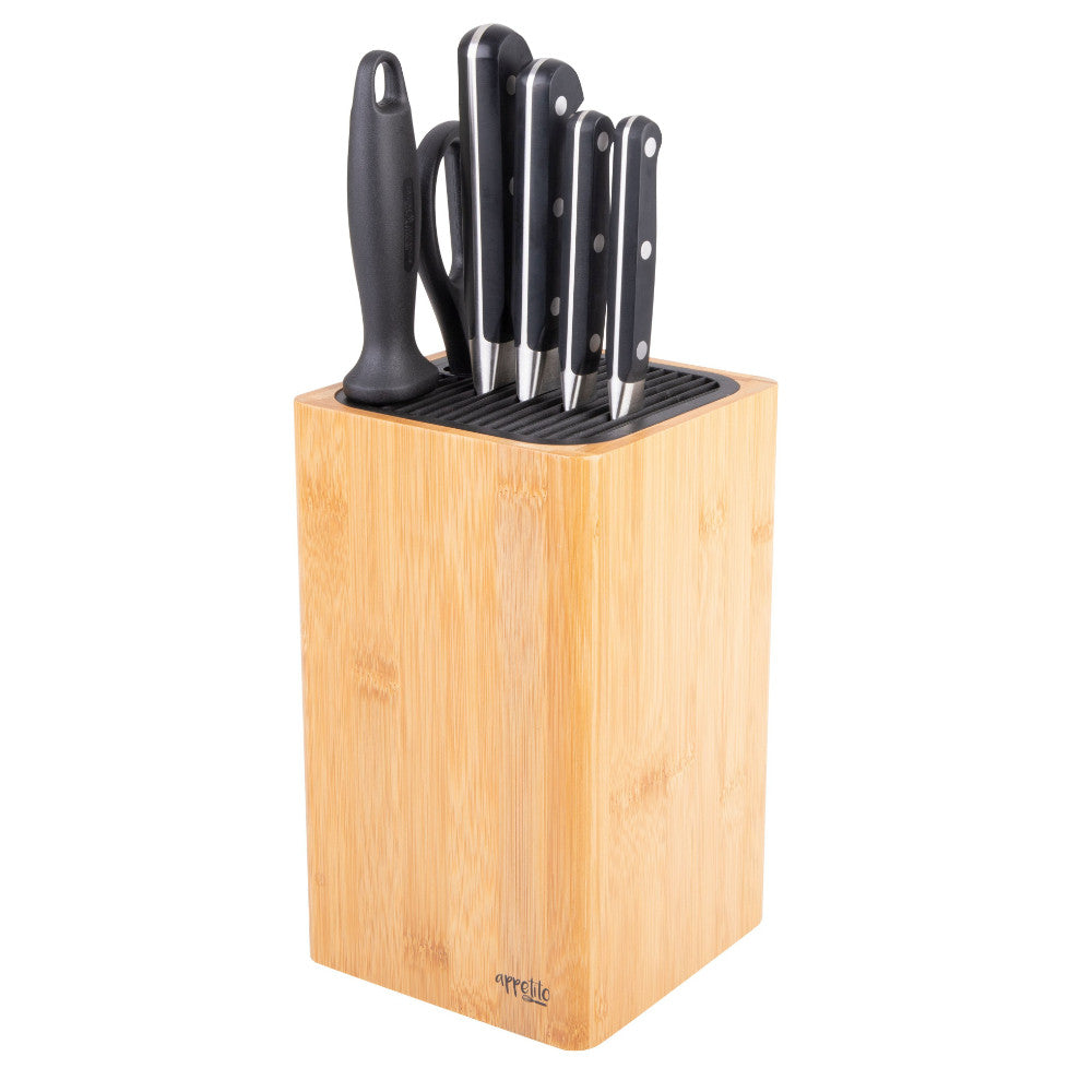 Appetito Square Universal Knife Block - Bamboo