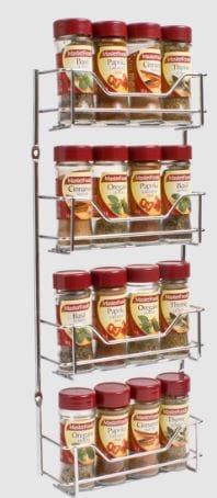 4 Tier Spice Rack 44 X 18.5cm - 16 Bottle Capacity Herb & Spice Storage The Cooks Kitchen 