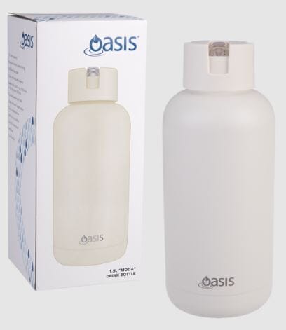 Oasis "moda" Ceramic Lined Stainless Steel Triple Wall Insulated Drink Bottle 1.5l - Alabaster Insulated Bottles The Cooks Kitchen 