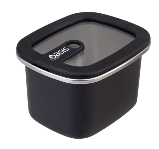 Oasis Microwave Safe Rectangular Stainless Steel Container 500ml Black