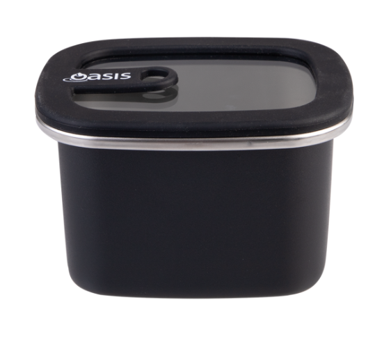 Oasis Microwave Safe Rectangular Stainless Steel Container 500ml Black