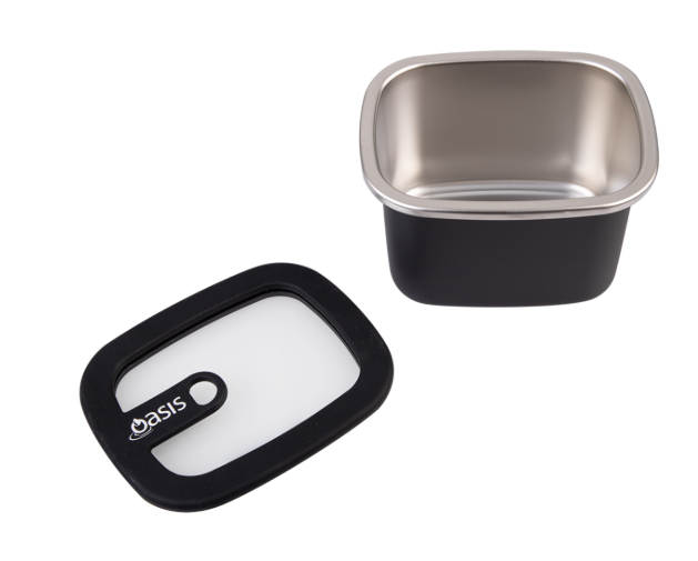 Oasis Microwave Safe Rectangular Stainless Steel Container 500ml Black