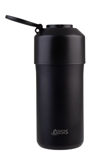 Oasis Stainless Steel Double Wall Insulated Adjustable Wine Cooler - Black