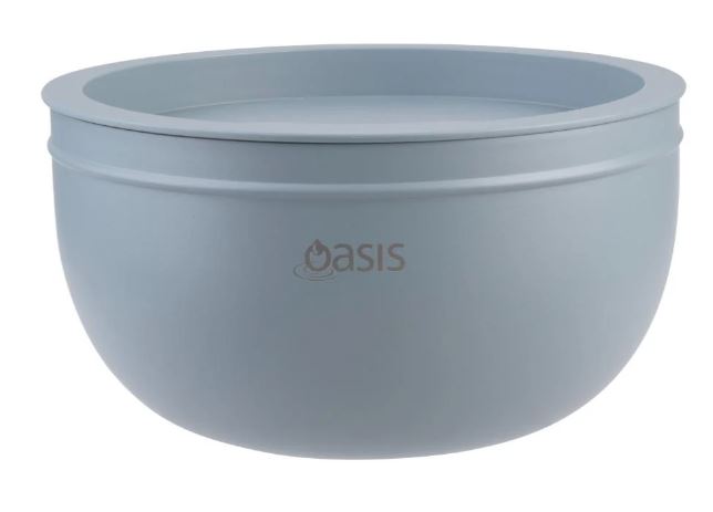 Oasis Stainless Steel Double Wall Salad Bowl With Lid 2.8l - Hazy Blue