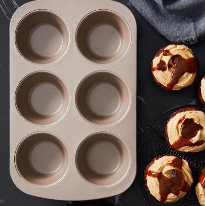 Stanley Rogers Ceramabake Ceramic Non Stick Texas Muffin Pan - 6 Cup