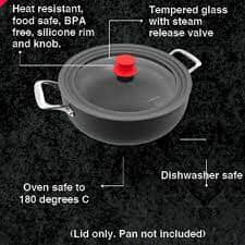 Pyrolux Universal Glass Lid 20/22/24cm Lids & Splatter Guards The Cooks Kitchen Mandurah 