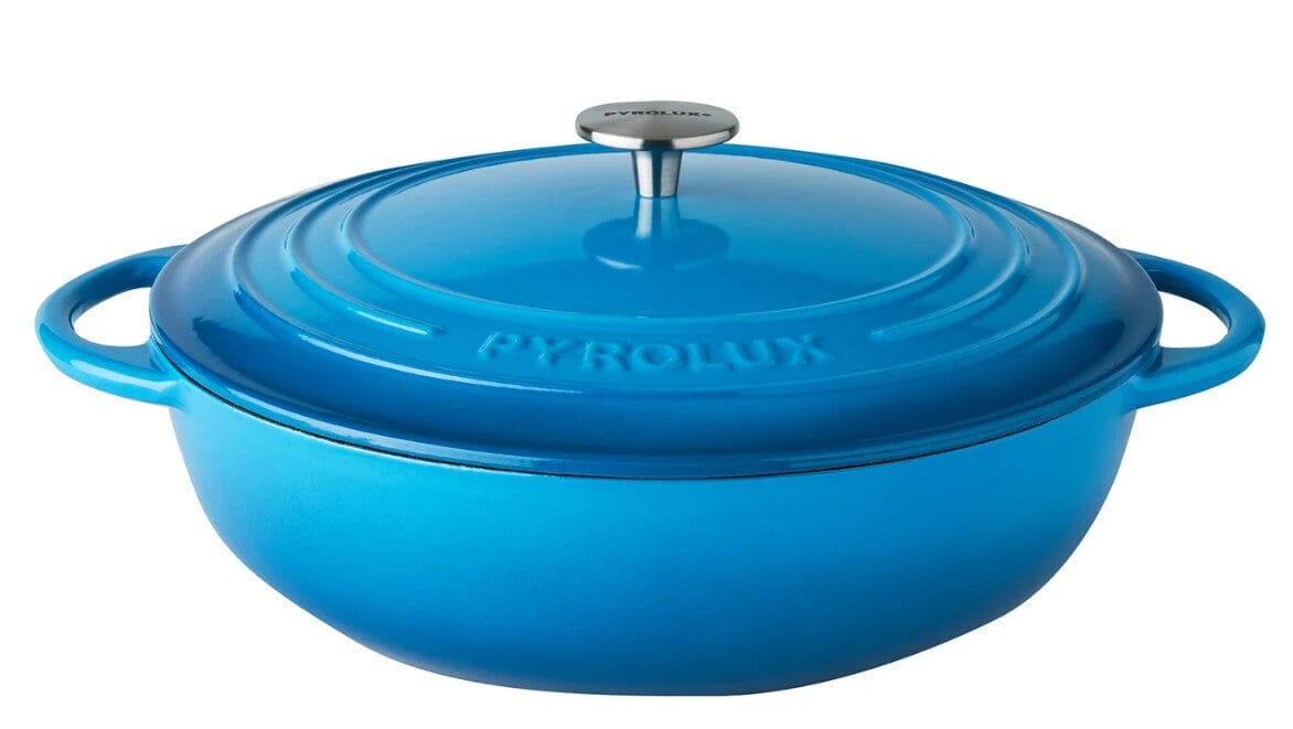 Pyrolux Pyrochef Round Chef Pan 30cm/5l Ocean Blue Enameled Cast Iron The Cooks Kitchen 