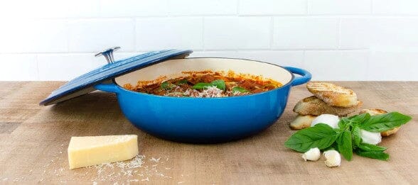 Pyrolux Pyrochef Round Chef Pan 24cm - Ocean Blue Enameled Cast Iron The Cooks Kitchen 