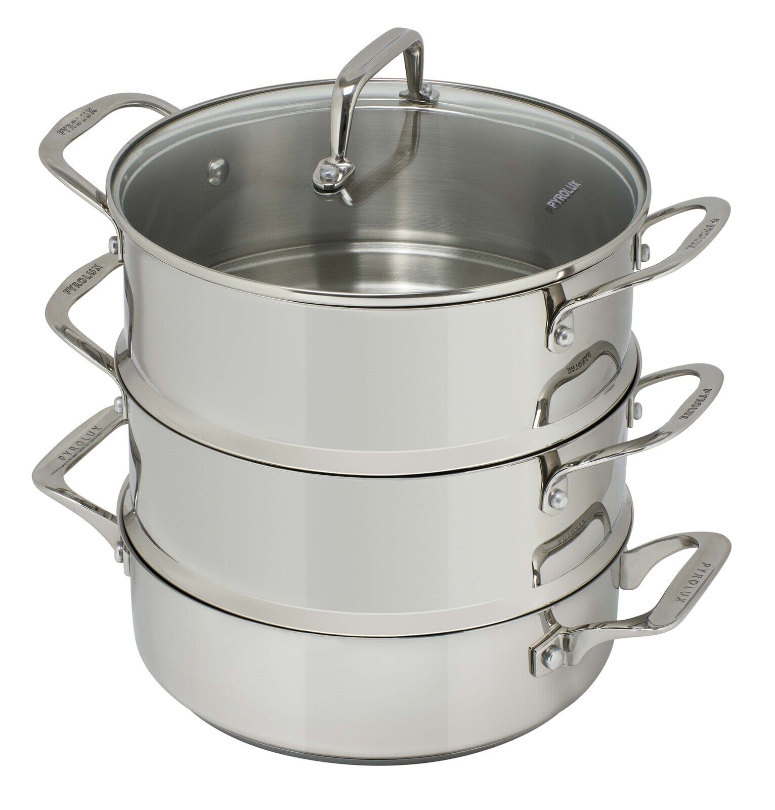 Pyrosteel 3 Tier 24cm Steamer Set Double Boilers & Steamer Insert The Cooks Kitchen 