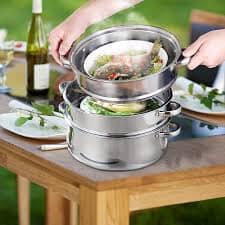 Pyrosteel 3 Tier 24cm Steamer Set Double Boilers & Steamer Insert The Cooks Kitchen 