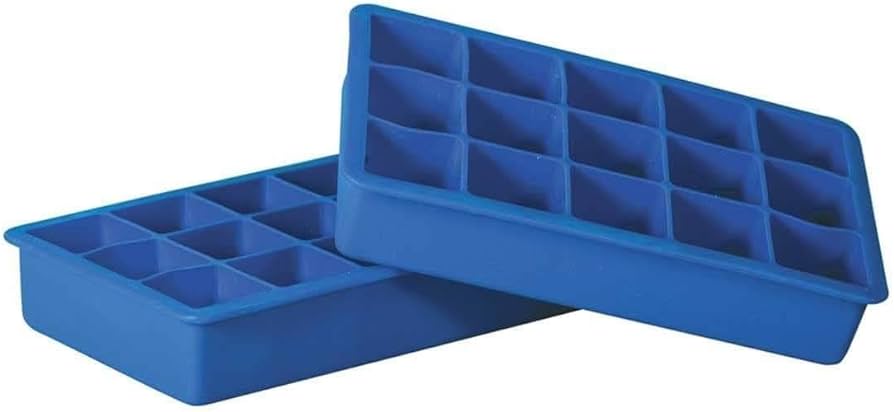 Square Blue Ice Cube Tray - Set Of Two 15 Blocks 