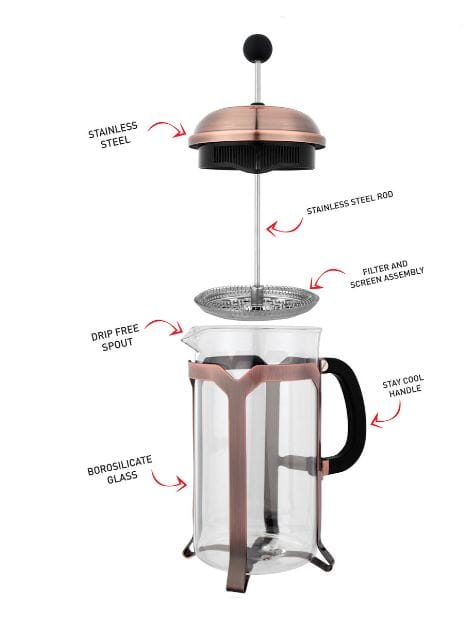 Avanti Domo 350ml/3 Cup Antique Glass Coffee Plungers The Cooks Kitchen 