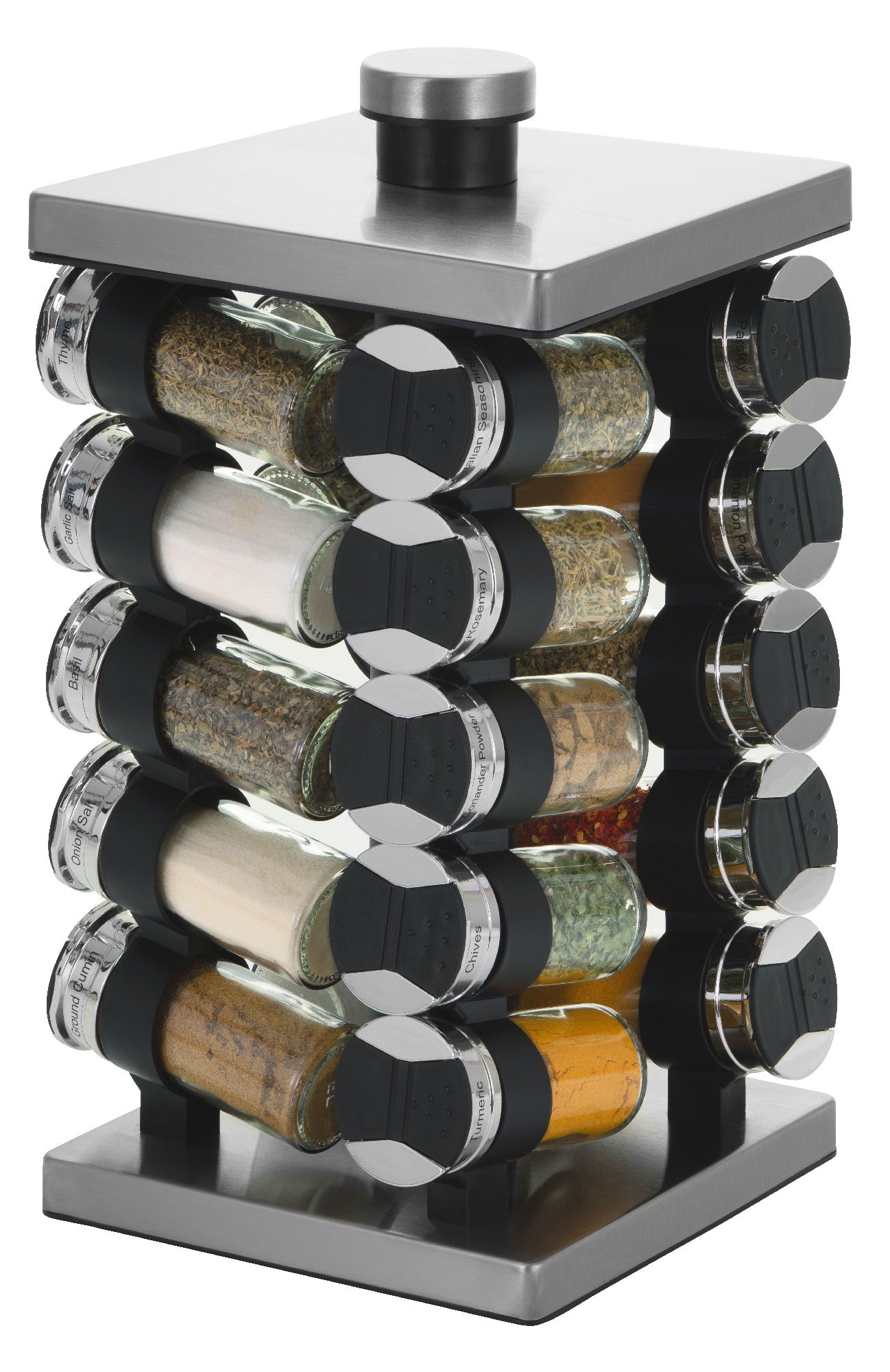 Spice Rack with 20 Jars, Rotating Spice Rack Organizer, Seasoning