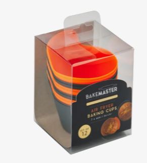 Bakemaster Silicone Baking Cups Set Of 12 7x4cm Orange/grey