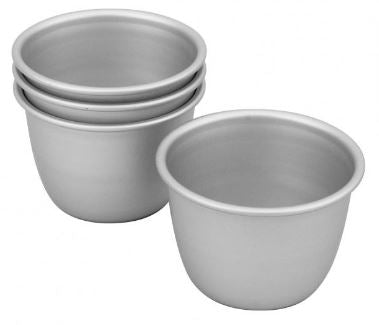 Bakemaster Silver Anodised S/4 Pudding Pans 7.5x6cm