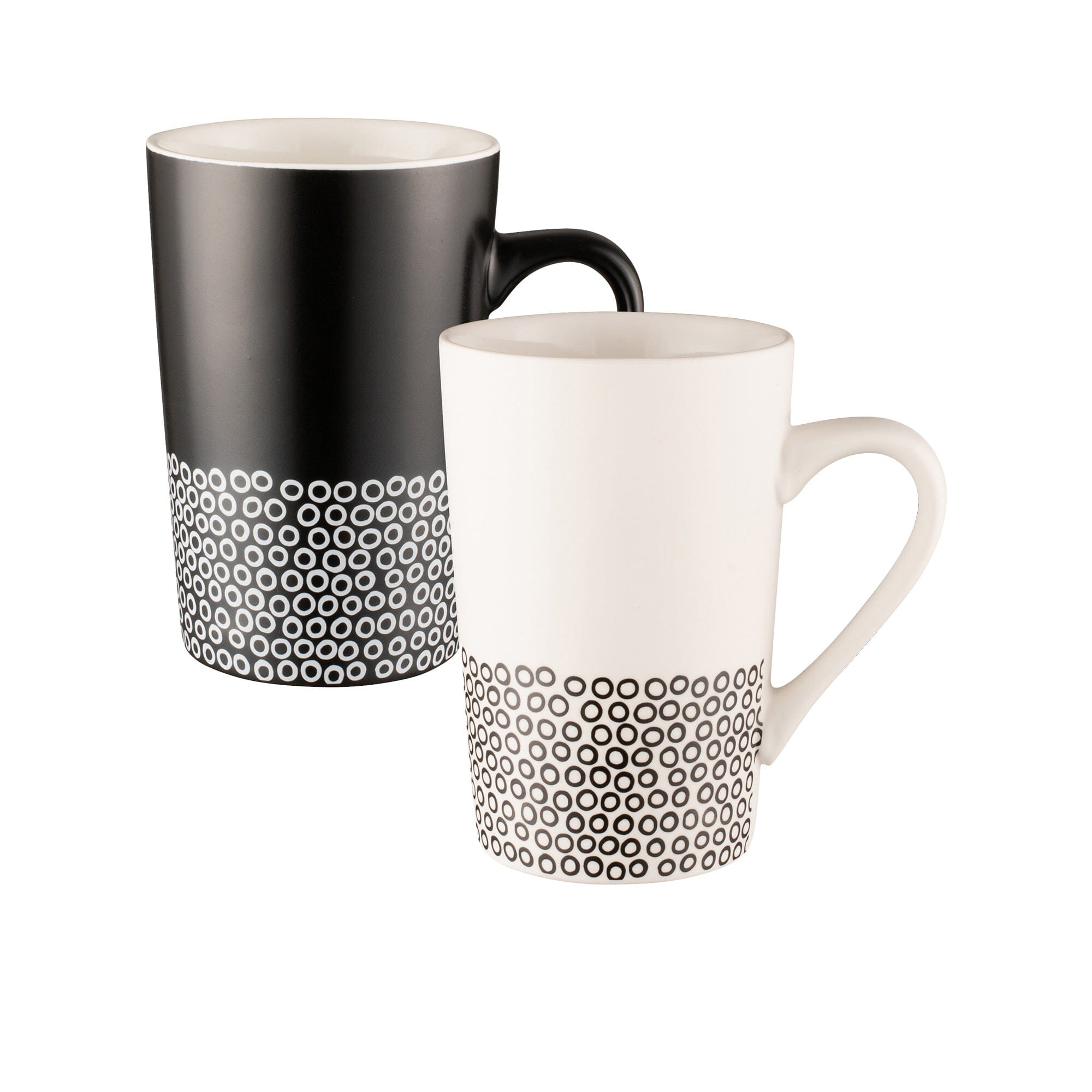 Bundanoon Monochrome Hem Set Of 4 Tube Mugs - 350ml Mugs - Cups & Saucers The Cooks Kitchen 