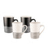 Bundanoon Monochrome Hem Set Of 4 Tube Mugs - 350ml Mugs - Cups & Saucers The Cooks Kitchen 