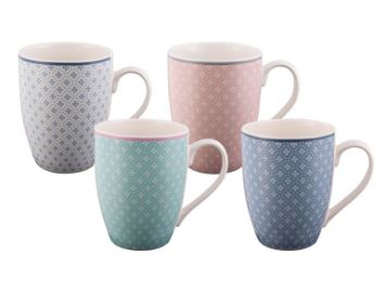 Bundanoon Coupe Mug 355ml Set Of 4 - Geo Diamonds