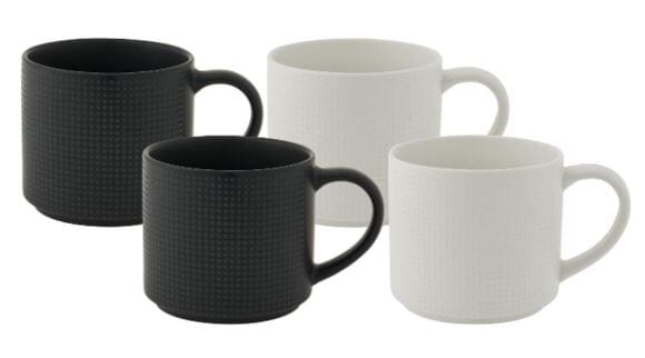Bundanoon Mega Straight Mug 500ml Set Of 4 - Black & White Mugs - Cups & Saucers The Cooks Kitchen 