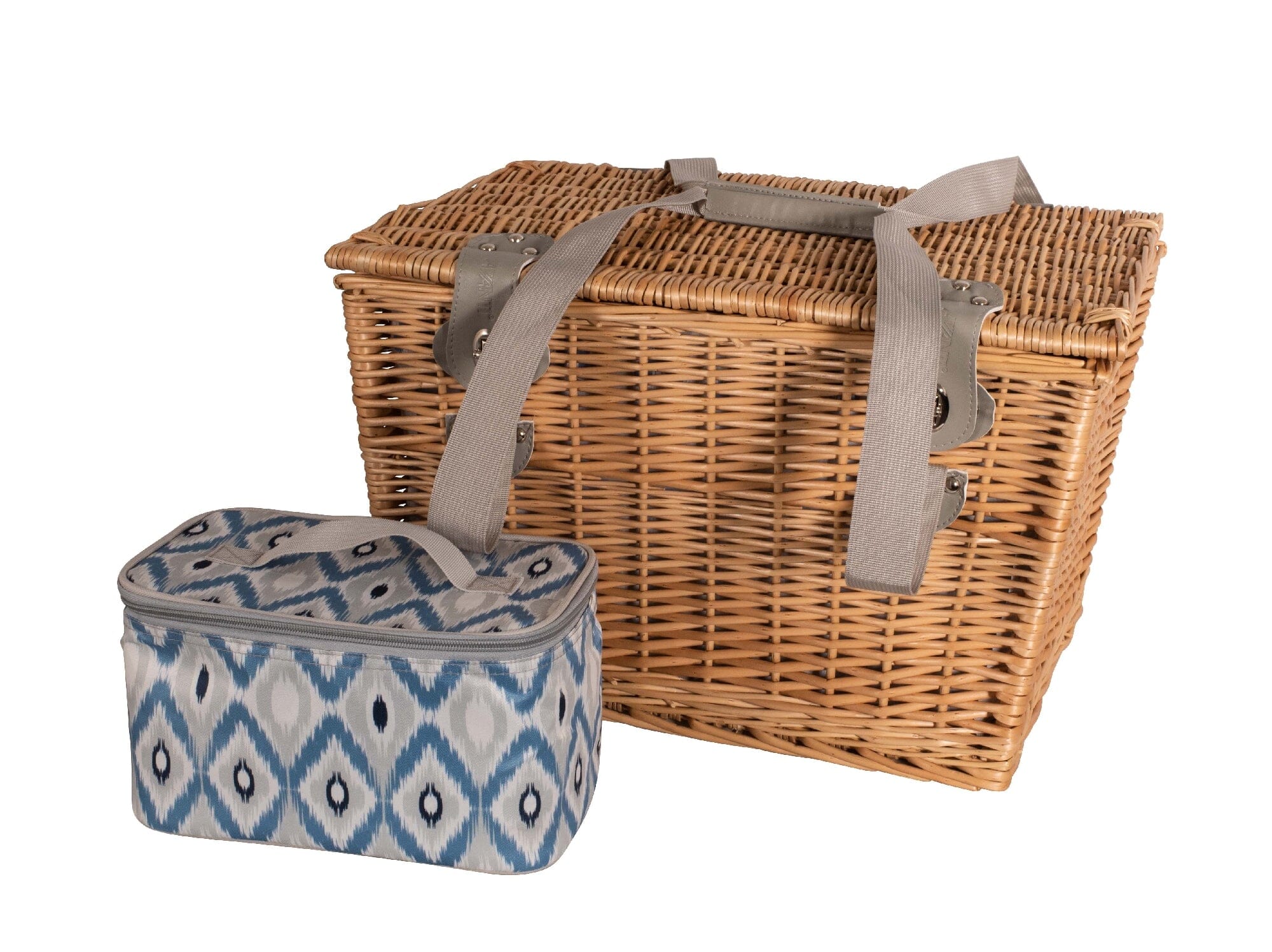 Avanti 4 Person Picnic Basket 48 X 35 X 30cm - Ikat Pattern Lining Picnicware The Cooks Kitchen Mandurah 