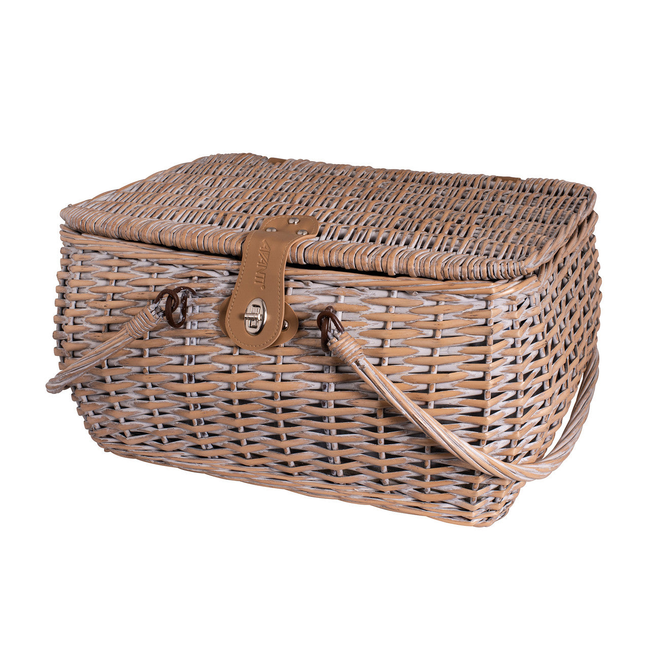 Avanti 4 Person Double Handle Picnic Basket - Hampton Striped Lining