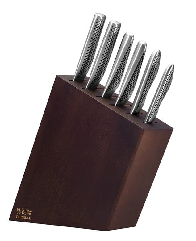 Global Kyoto 7 Piece Knife Block Set - Stained Ash Knife Sets The Cooks Kitchen Mandurah 