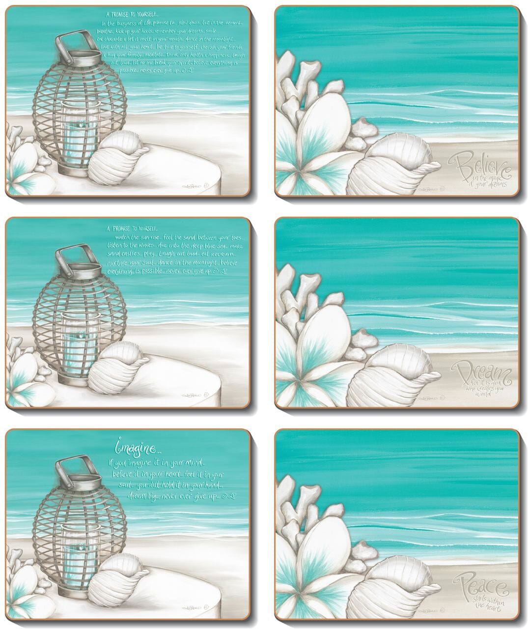 Lisa Pollock Beach Lantern Placemats - Set Of 6 Placemats & Coasters The Cooks Kitchen 