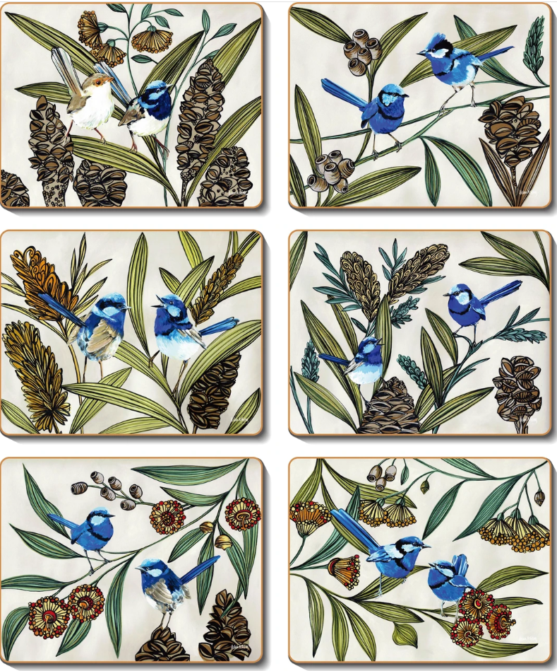 Cinnamon Blue Wren Coasters