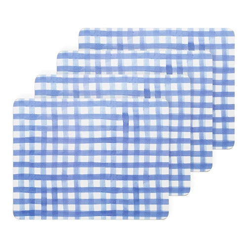 Ecology Ripe Set Of 4 Placemats Blue Gingham