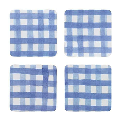 Ecology Ripe Set Of 4 Coasters Blue Gingham Placemats & Coasters The Cooks Kitchen 