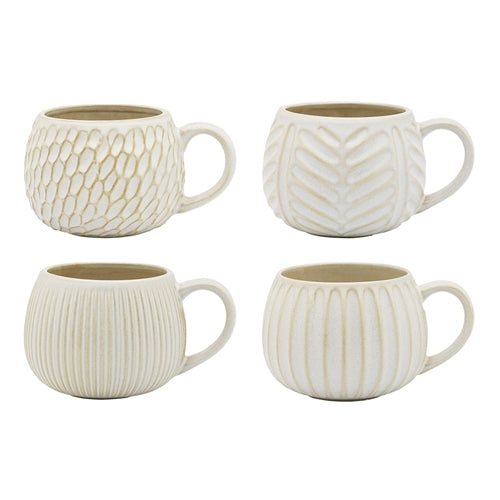 Fossil Mugs - Chalk  - Set Of 4 330ml