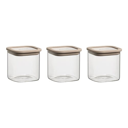 Ecology Store Set Of 3 Square Canisters - Almond Glassware Storage The Cooks Kitchen 