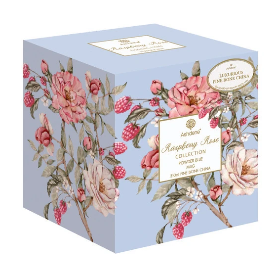Ashdene Raspberry Rose Powder Blue Footed Mug 310ml