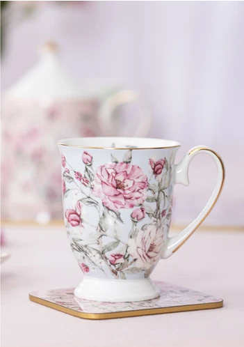 Ashdene Raspberry Rose Powder Blue Footed Mug 310ml