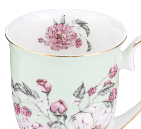 Ashdene Raspberry Rose Green Footed Mug 310ml