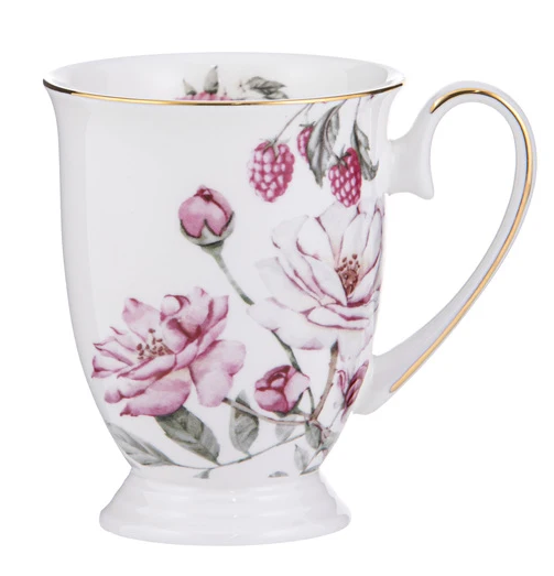Ashdene Raspberry Rose White Footed Mug 310ml