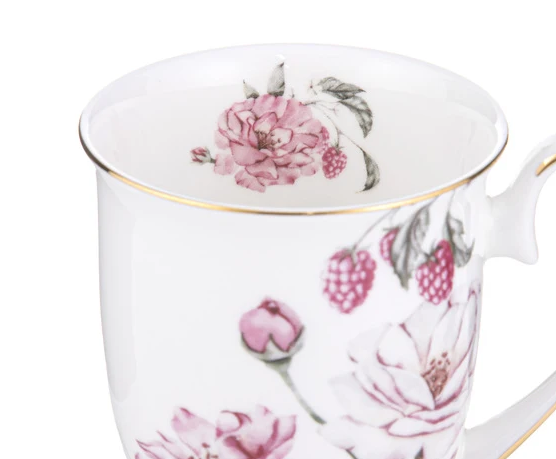Ashdene Raspberry Rose White Footed Mug 310ml