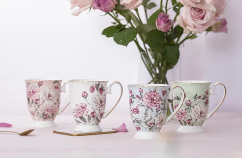 Ashdene Raspberry Rose White Footed Mug 310ml