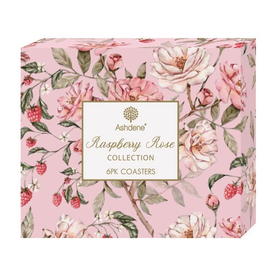 Ashdene Raspberry Rose 6pk Coasters