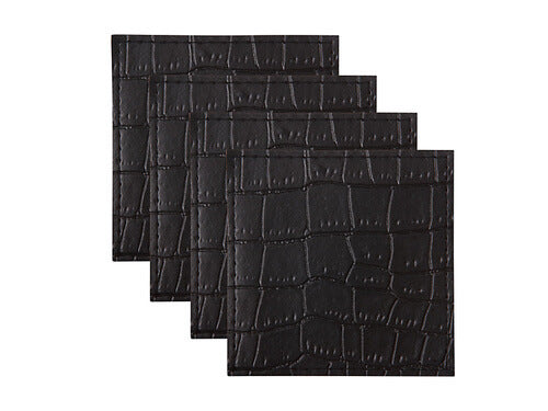 Maxwell & Williams Table Accents Leather Look Alligator Coaster 10x10cm Set Of 4 Black