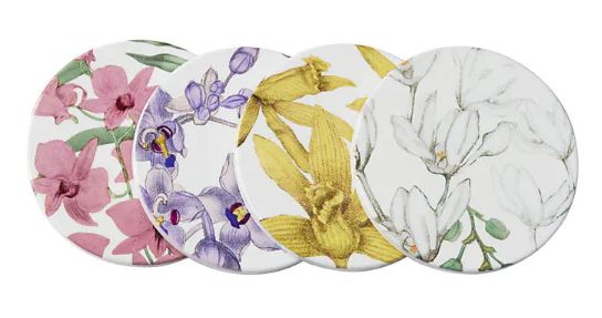 Maxwell & Williams Royal Botanic Gardens - Australian Orchids Ceramic Round Coasters 9.5cm Set Of 4