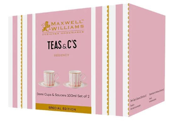Maxwell & Williams Teas & C's - Regency Demi Cup & Saucer 100ml Set Of 2 - Pink Mugs - Cups & Saucers The Cooks Kitchen 